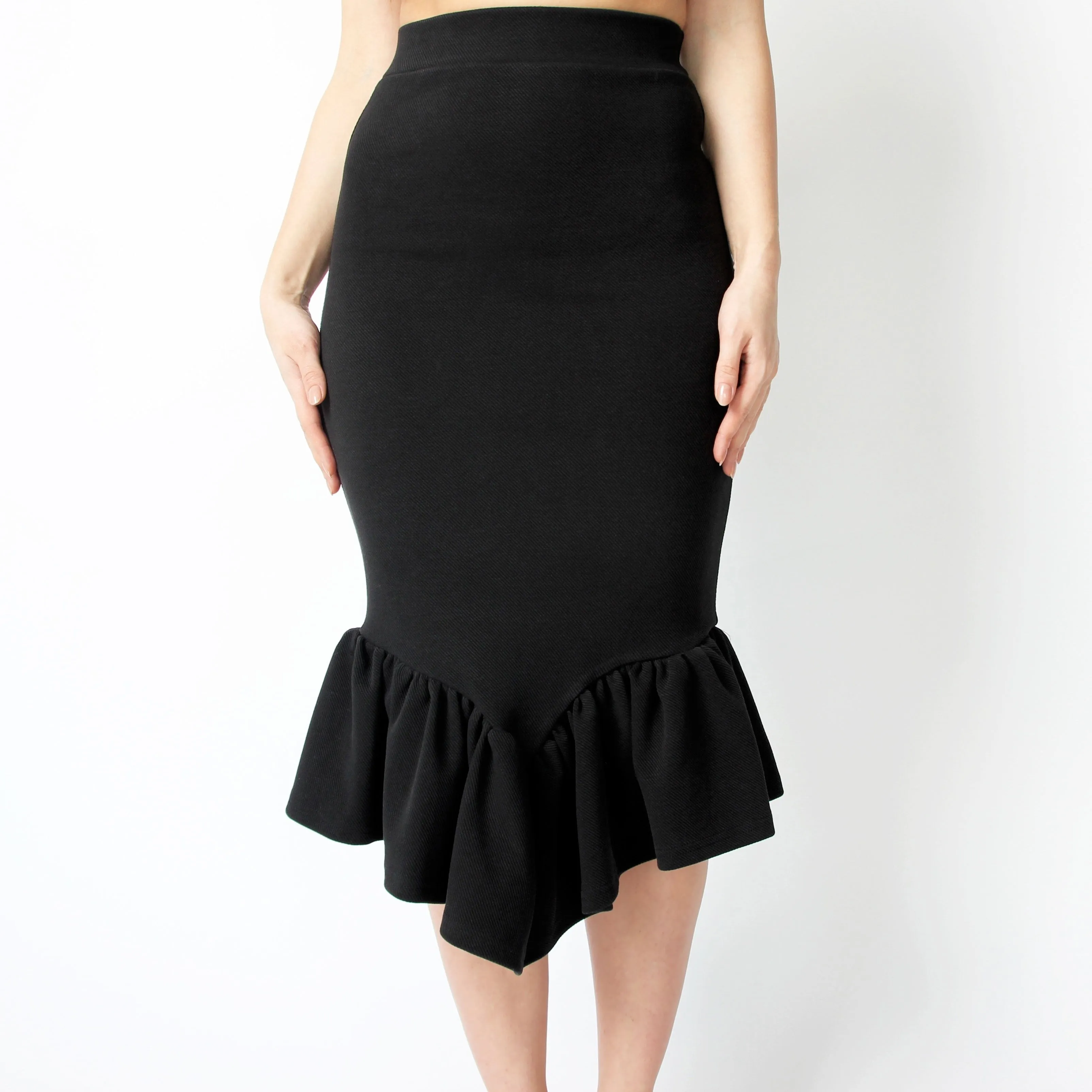 Black Frill Pencil Skirt