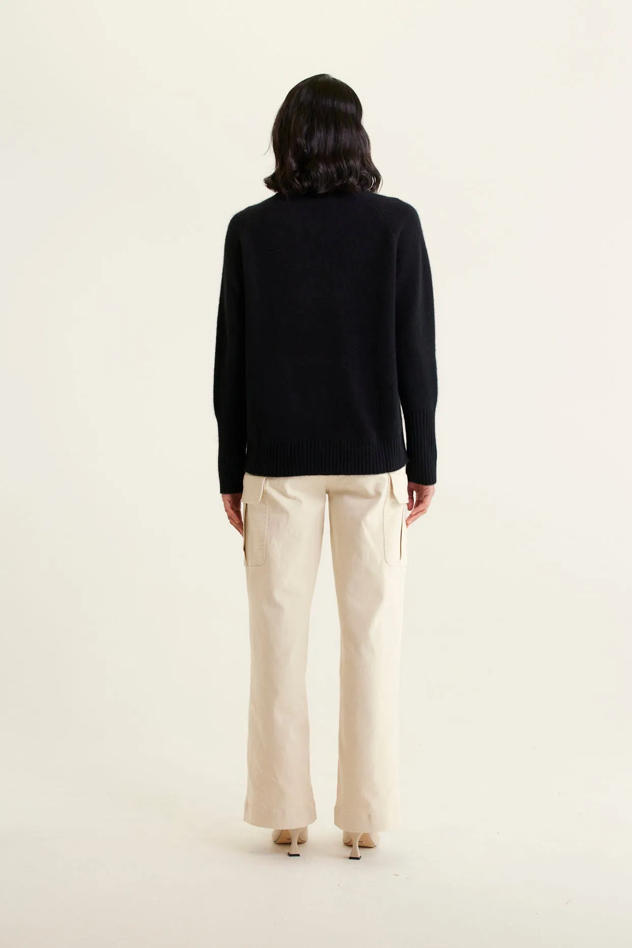 Fifi Cashmere Polo Sweater In Black