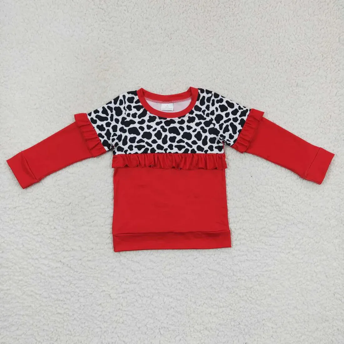 Flossy Cow Print Girls Pullover