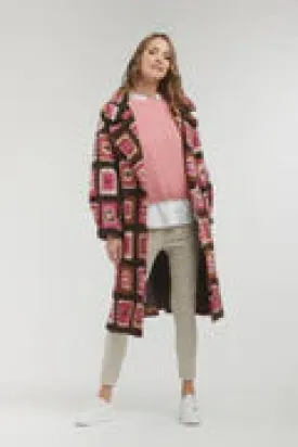 Flower Power Patch Coat - Choc /Pink