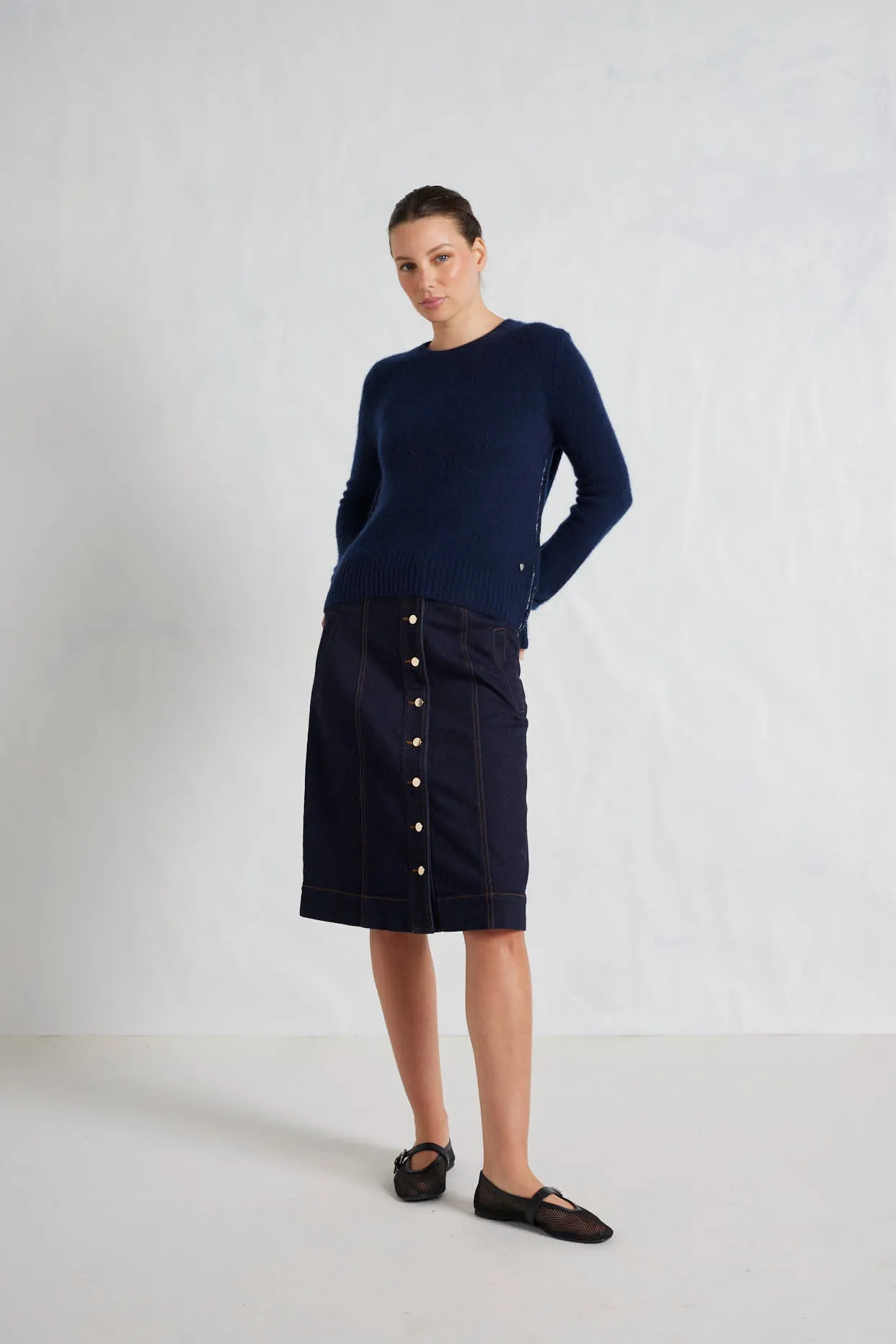 Georgia Cashmere Sweater in Midnight Navy