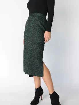 Green Leopard Print Pencil Skirt
