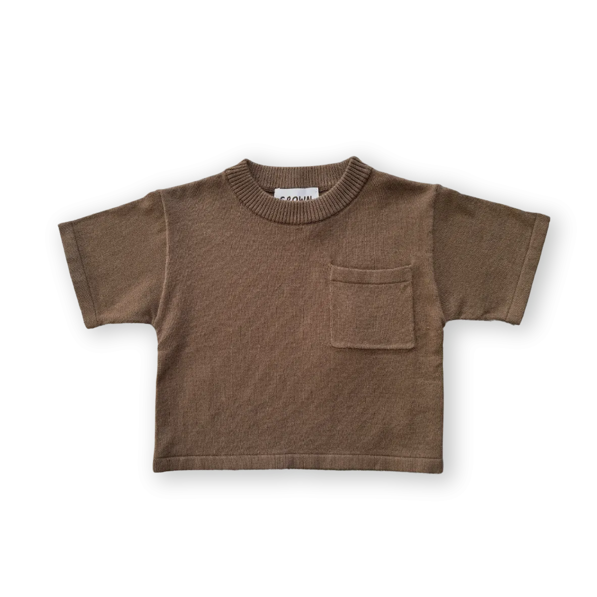 Grown Knitted Pocket Tee - Cafe