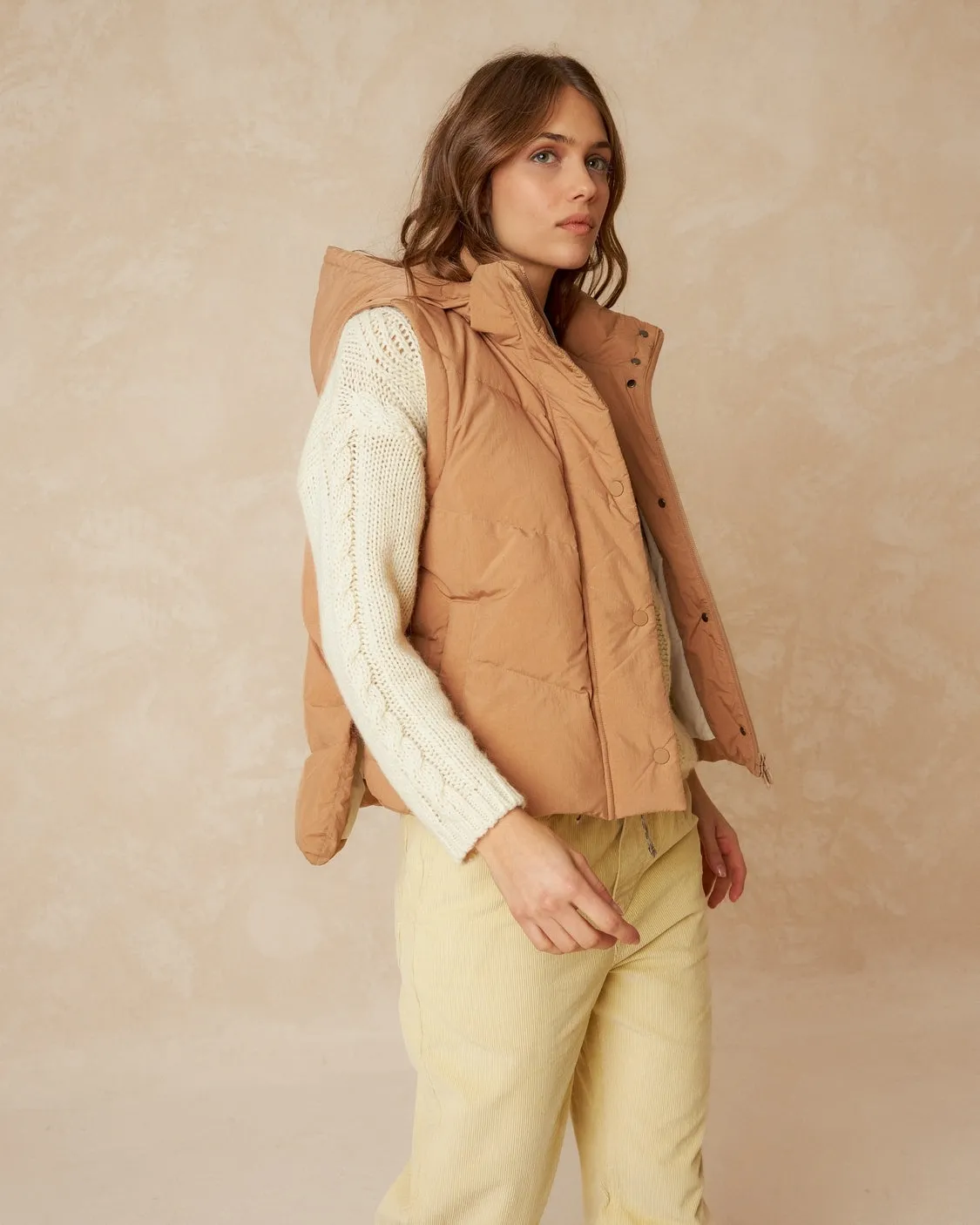 Indi & Cold Convertible Down Jacket/Vest Tan  F711