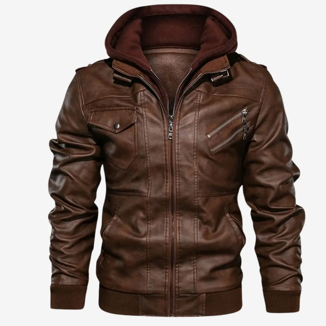 Jacob | Leather Jacket with Hood