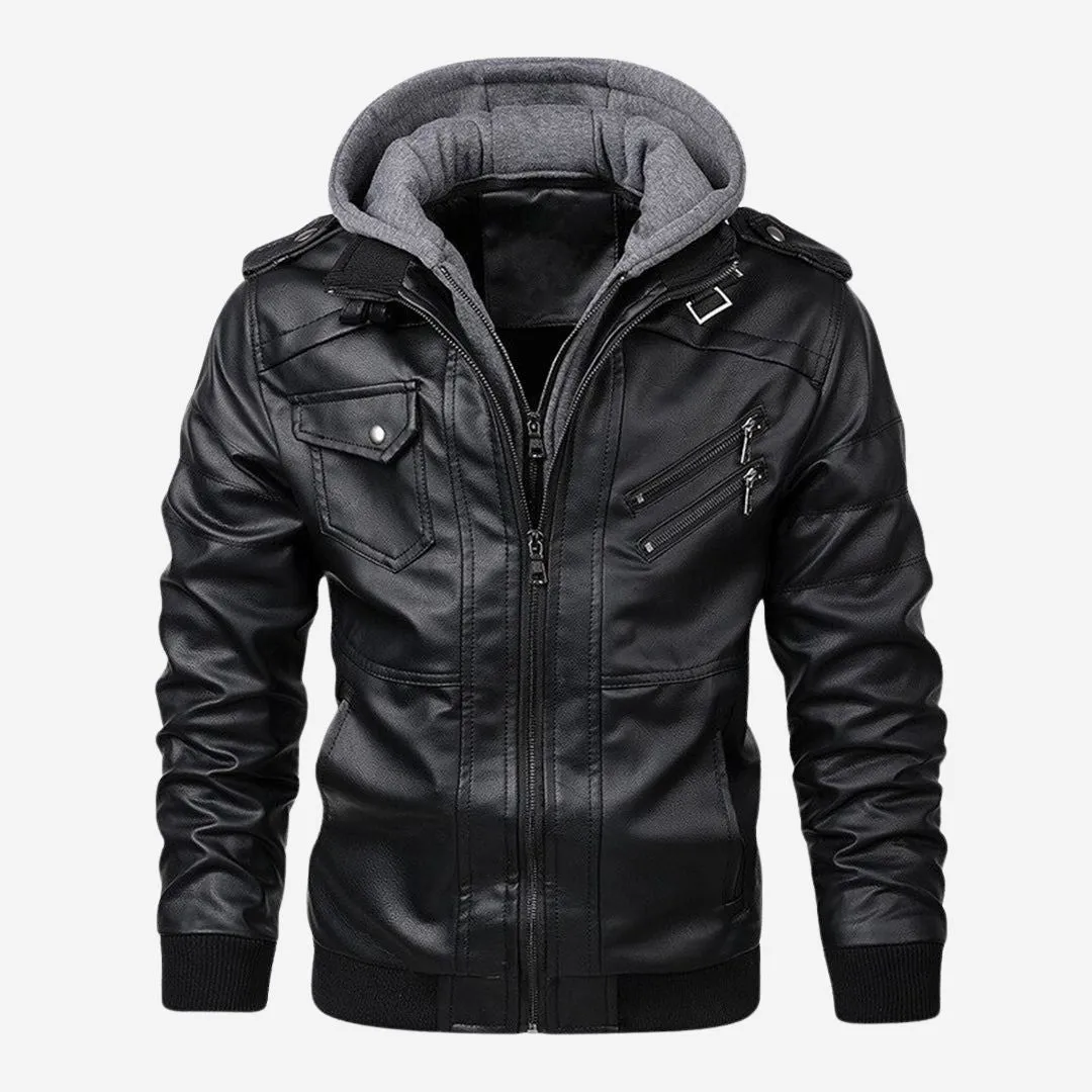 Jacob | Leather Jacket with Hood
