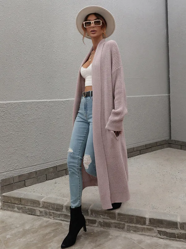 Knitted Long-sleeve Loose Longline Cardigan Sweater