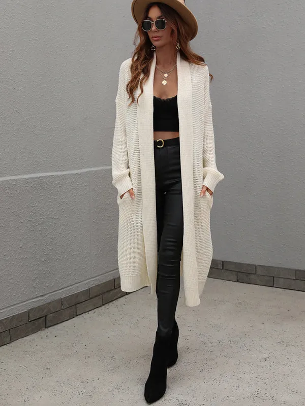 Knitted Long-sleeve Loose Longline Cardigan Sweater