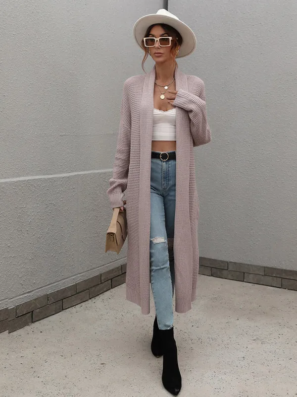 Knitted Long-sleeve Loose Longline Cardigan Sweater