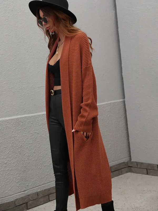 Knitted Long-sleeve Loose Longline Cardigan Sweater
