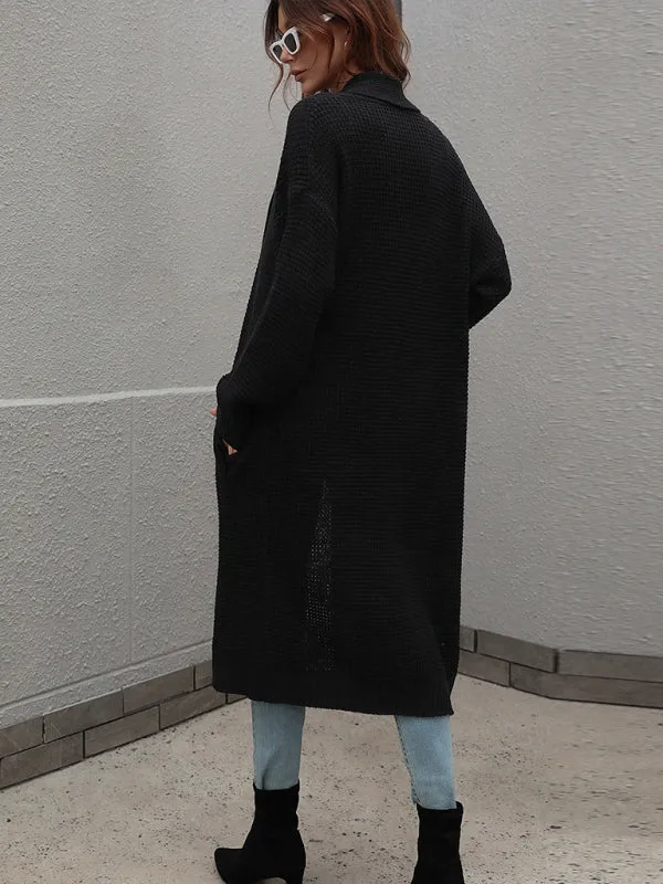 Knitted Long-sleeve Loose Longline Cardigan Sweater