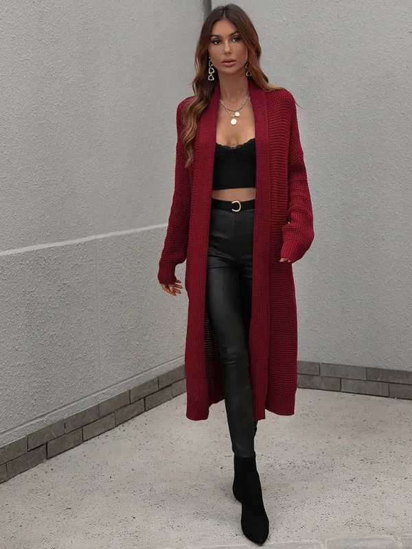 Knitted Long-sleeve Loose Longline Cardigan Sweater