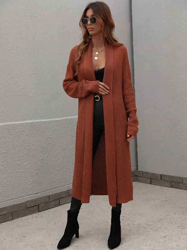 Knitted Long-sleeve Loose Longline Cardigan Sweater