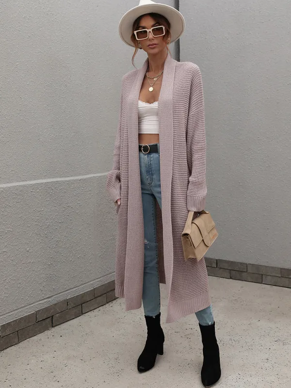 Knitted Long-sleeve Loose Longline Cardigan Sweater