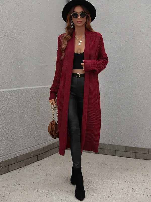 Knitted Long-sleeve Loose Longline Cardigan Sweater