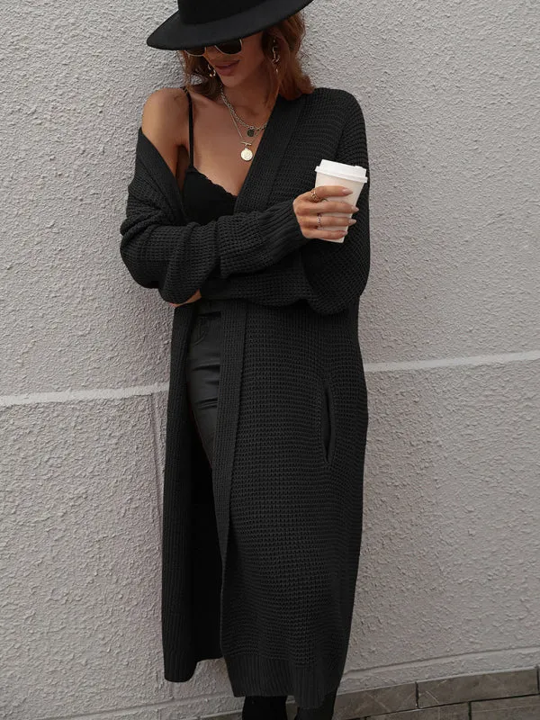 Knitted Long-sleeve Loose Longline Cardigan Sweater