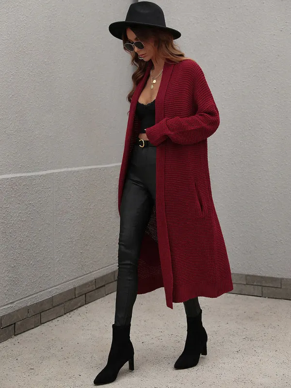 Knitted Long-sleeve Loose Longline Cardigan Sweater