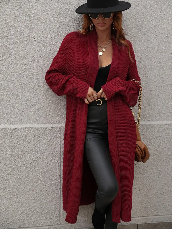 Knitted Long-sleeve Loose Longline Cardigan Sweater