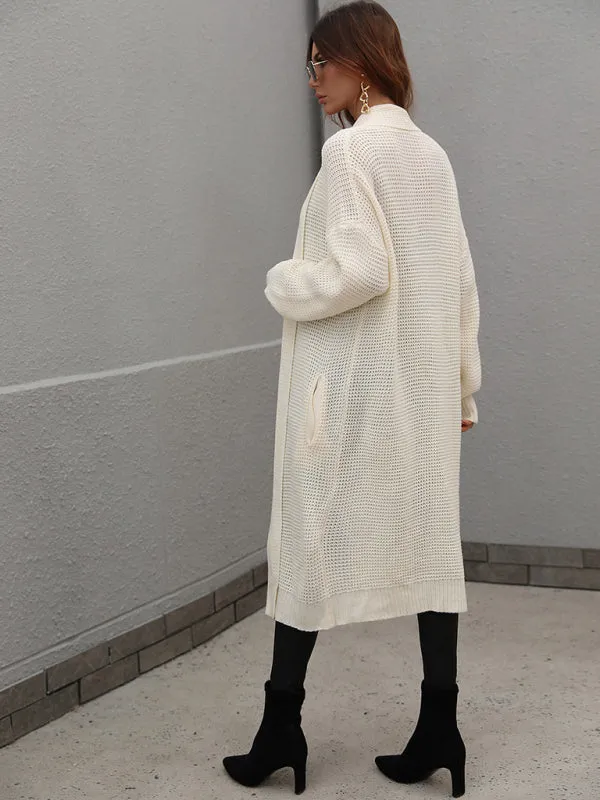 Knitted Long-sleeve Loose Longline Cardigan Sweater