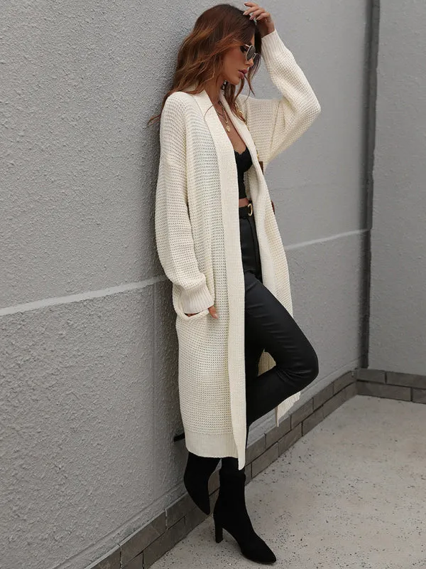 Knitted Long-sleeve Loose Longline Cardigan Sweater
