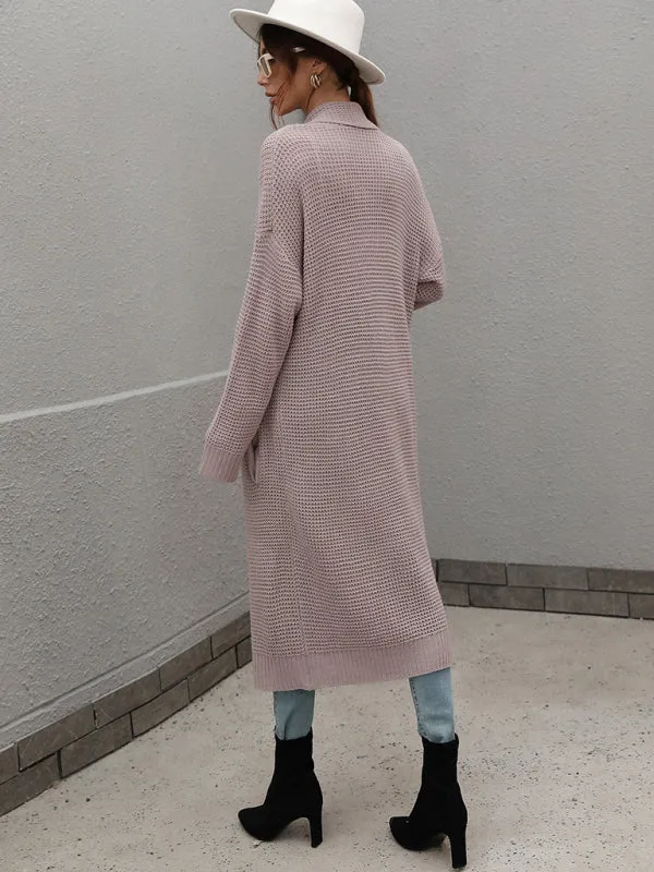 Knitted Long-sleeve Loose Longline Cardigan Sweater