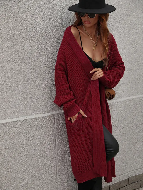 Knitted Long-sleeve Loose Longline Cardigan Sweater