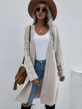 Open Front Cozy Knit Longline Cardigan Sweater