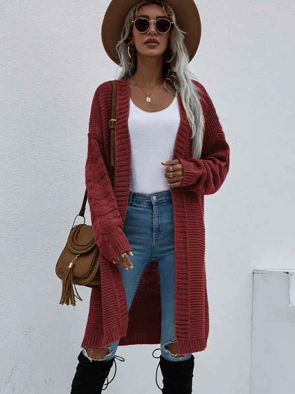 Open Front Cozy Knit Longline Cardigan Sweater