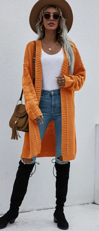 Open Front Cozy Knit Longline Cardigan Sweater