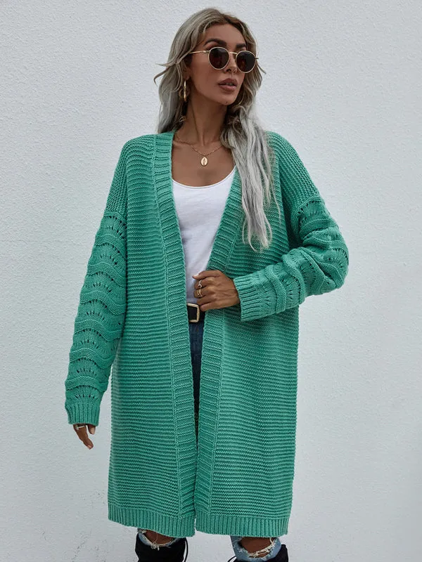 Open Front Cozy Knit Longline Cardigan Sweater