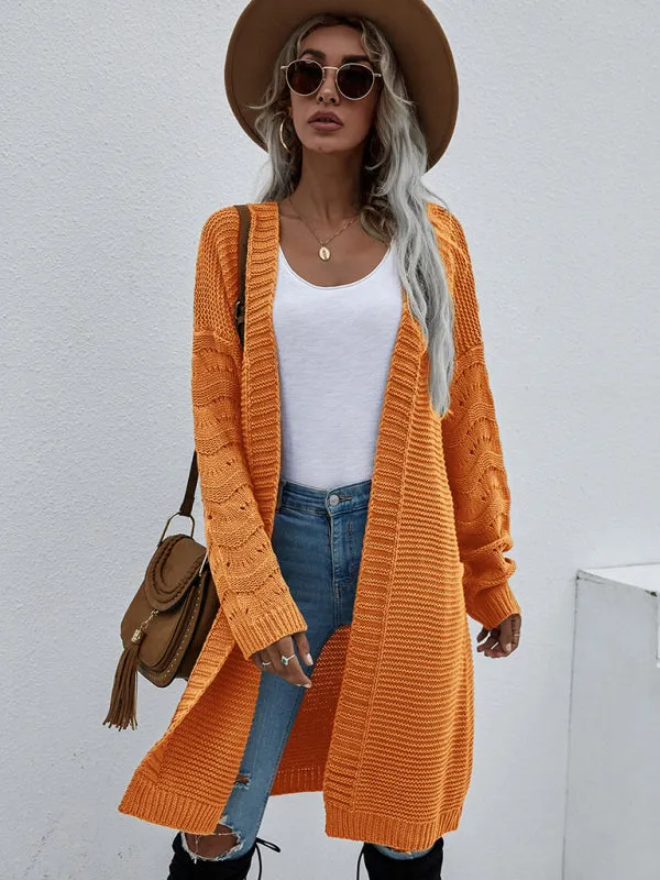 Open Front Cozy Knit Longline Cardigan Sweater