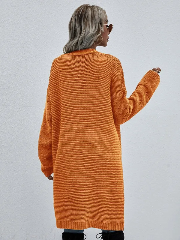 Open Front Cozy Knit Longline Cardigan Sweater
