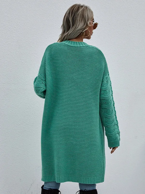 Open Front Cozy Knit Longline Cardigan Sweater