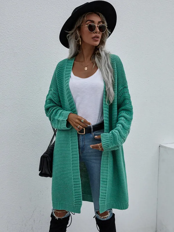 Open Front Cozy Knit Longline Cardigan Sweater