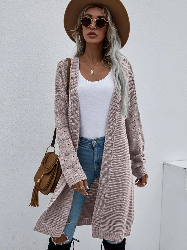 Open Front Cozy Knit Longline Cardigan Sweater