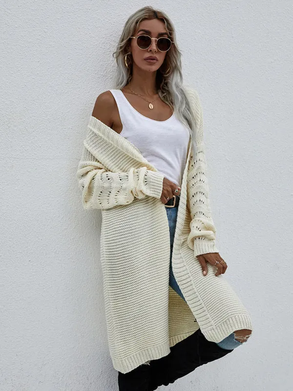 Open Front Cozy Knit Longline Cardigan Sweater