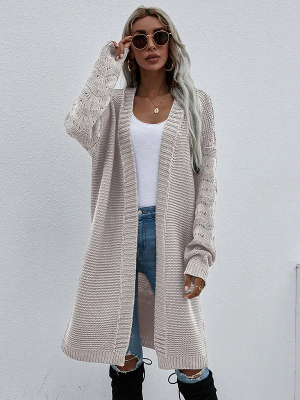Open Front Cozy Knit Longline Cardigan Sweater