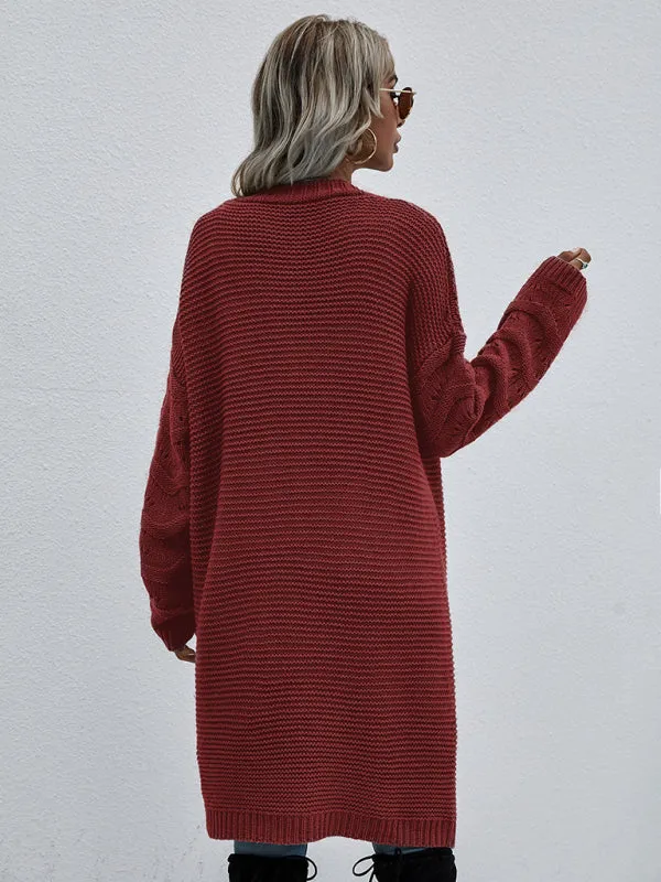 Open Front Cozy Knit Longline Cardigan Sweater