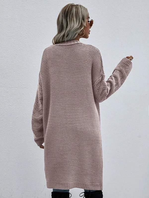 Open Front Cozy Knit Longline Cardigan Sweater