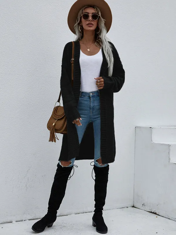 Open Front Cozy Knit Longline Cardigan Sweater