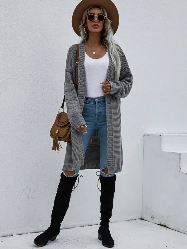 Open Front Cozy Knit Longline Cardigan Sweater