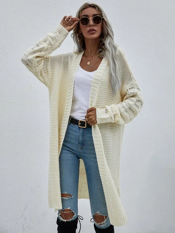 Open Front Cozy Knit Longline Cardigan Sweater