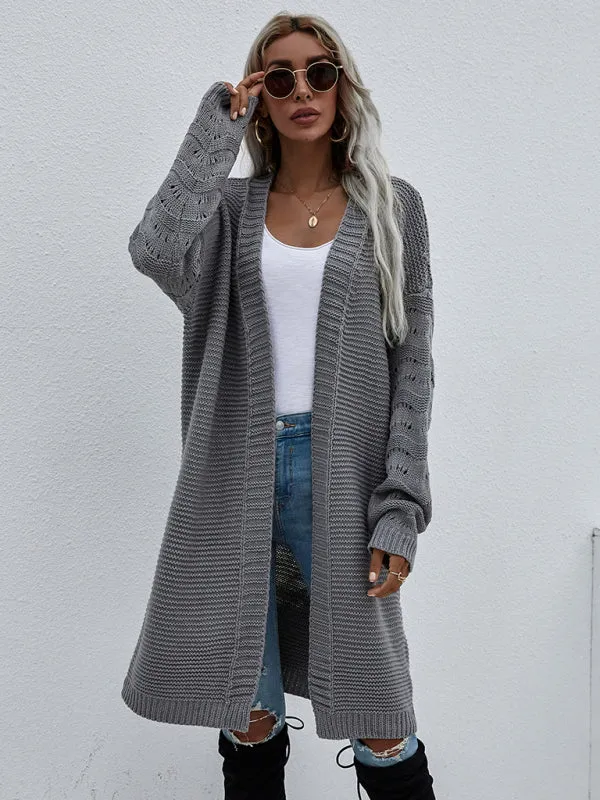 Open Front Cozy Knit Longline Cardigan Sweater