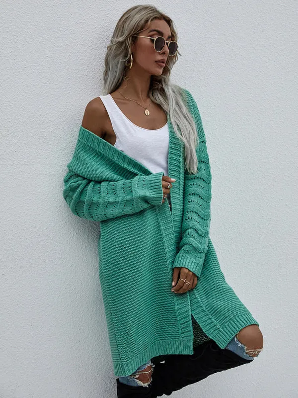 Open Front Cozy Knit Longline Cardigan Sweater