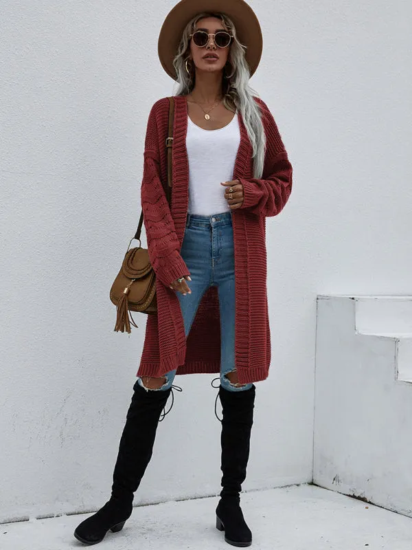Open Front Cozy Knit Longline Cardigan Sweater