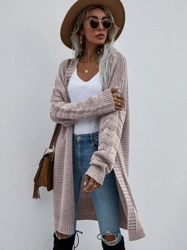 Open Front Cozy Knit Longline Cardigan Sweater