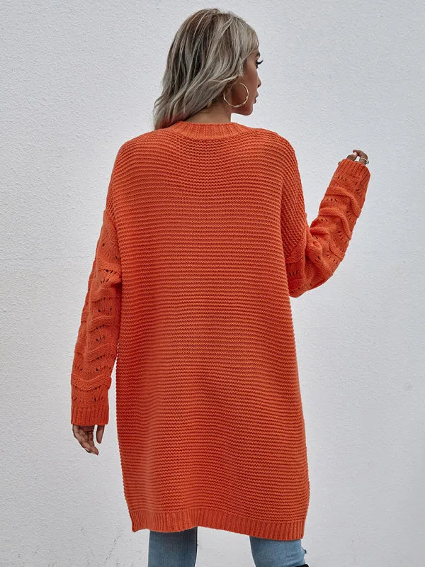 Open Front Cozy Knit Longline Cardigan Sweater