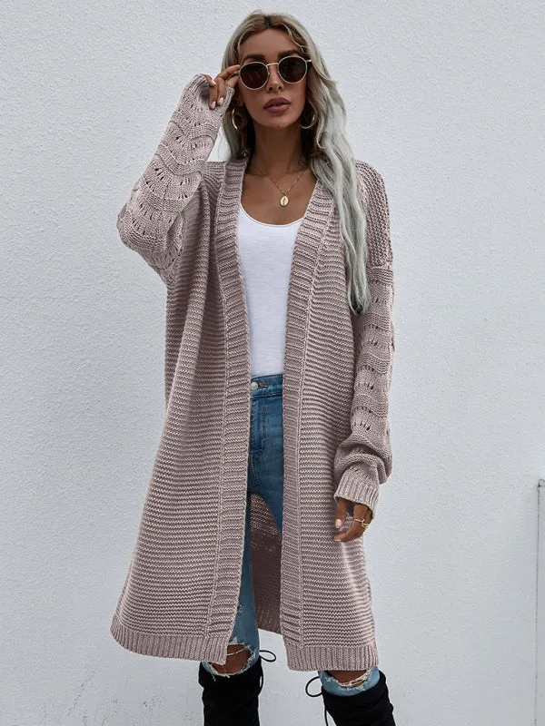 Open Front Cozy Knit Longline Cardigan Sweater