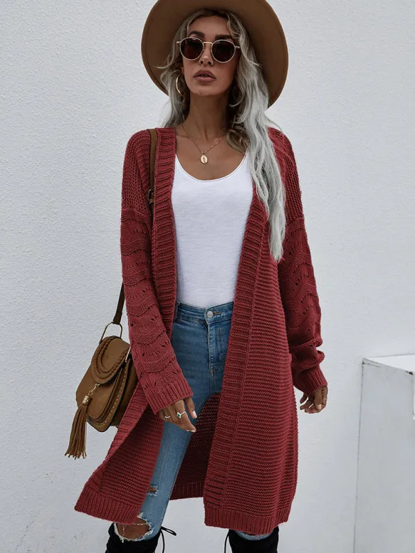 Open Front Cozy Knit Longline Cardigan Sweater