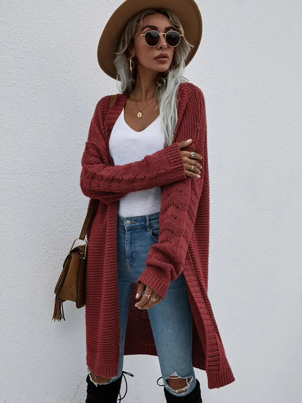 Open Front Cozy Knit Longline Cardigan Sweater
